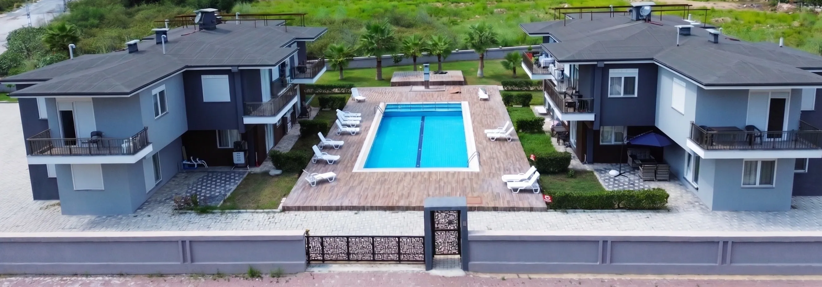 Aerial view of the entire Palmiye Home complex surrounded by nature